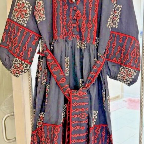 Brand new tuckernuck Sue Sartor red & black contrast print Dress - Picture 2 of 8